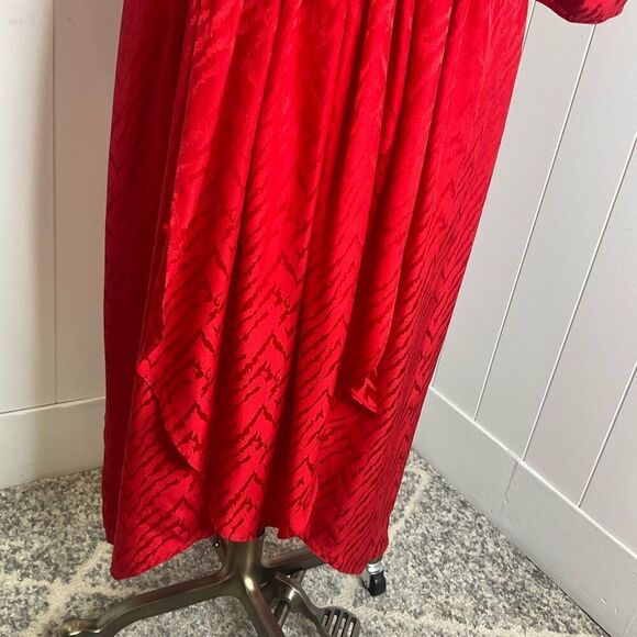 Vintage Lauren Alexandria Women's 10 Red 100% Silk Eveningwear Maxi Dress Gown - Picture 3 of 13